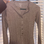 American Eagle Grey Henley Sweater Photo 0