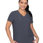 MED COUTURE Women's Knit Back Scrub Top in Gray Pewter Size M Photo 0