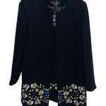 Tahari‎ ASL Black Skirt Suit Set 12 Embroidered Floral Jacket Career Office Photo 0