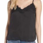 BP Nordstrom | S | Black Cami Lace Trim Satin Tank Sleeveless Top Photo 1