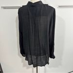 Evys Tree Size 1X Black Savannah Ruffle Front Blouse Shirt Career Church Date Photo 3