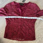Yumi Kim  Caitlyn Shirt Womens Small Button Up Lace Top Burgundy Wine Red Photo 8