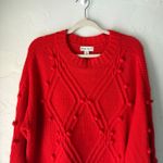 Ava & Viv Women's 2X Red Cable Knit Pom Pom Pullover Sweater Plus Size Photo 1