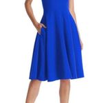 Dress the Population Catalina Fit Flare V-Neck Crepe Dress Electric Blue XS Photo 0