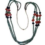 Navajo Turquoise Spiny & Heishi 3 Strand Long Beaded Southwestern Necklace Blue Photo 0
