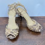 Lauren Ralph Lauren Kadie 4” snake skin ankle wrap heel size 7 1/2 Yellow Photo 0