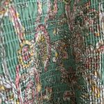 Cato Boho Smocked Paisley Button Down Shirt Green Pink Size XL Photo 6