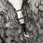 Victoria's Secret Body Suit Nighty Thong Lace Plunge Neck Corset Lace Up Black Photo 1