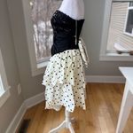 ZUM ZUM Vtg 80s Taffeta Ivory Black Polka Dot Bow Back Strapless Prom Dress 9 Jr Size undefined Photo 2