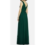NWT Dessy 12 Regular Green Gown SLEEVELESS DRAPED CHIFFON MAXI DRESS FRONT SLIT Photo 1