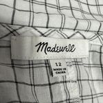 Madewell White Black Plaid Collared Ruffle Short Sleeve Button Shirt Top Size 12 Photo 3