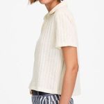 Madewell Crochet Knit V Neck Sweater Tee Polo Vintage Ivory Retro Medium NWT Photo 3