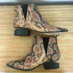 Steve New York Women's Radical Western Snake Print Ankle Booties Size‎ 8 Brown Photo 2