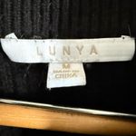 LUNYA | Black Cotton Silk Henley Sweater Chunky Waffle Knit | Medium Photo 3