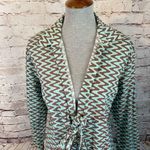 ZARA Women's Green Lissie Chevron Open Front Tie Shirt Swim Cover Up Medium NWT Photo 3
