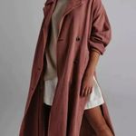 Free People Trench Coat Cherry Chai Jacket Split Sides Button Tie Waist XS/S NWT Photo 0