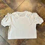 ALC Frank A.L.C. Puff Ruffle Sleeve White Tee Large Photo 2