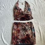 FashioNova FashionNova Jungle Heat Mesh Skirt Set - Rust/combo Photo 5