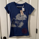 Pressbox Kansas University KU Jayhawks Womens Juniors Short Sleeve T-Shirt Size M Photo 0