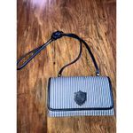Liz Claiborne VINTAGE 80s 90s  Blue White Stripe Crossbody Purse w Crest Photo 2