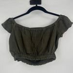 Aeropostale  Buttoned Off-The-Shoulder‎ Crop Top Military Style Olive Green XS Photo 8