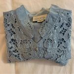 Vintage Womens Peony Light Blue Blouse Size 42 Large Photo 14