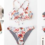 Cupshe  Reversible Floral and Striped Bikini Set Swimsuit Size M New NWT Photo 6