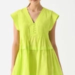 Hunter Bell Hunter‎ Bell Parker Mini Dress Womens Lime Cotton Poplin Pintuck Photo 0