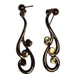 Vintage Gold Plated Rhinestone Women’s Dangle Earrings For Pierced Ears Photo 6