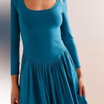 Free People  Sage Green Beach Aelia Drop-Waist Midi Dress Flared Women’s Sz M Photo 1