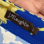 J. McLaughlin  Women's Large Blue Gold Tunic Dress Floral Boat Neck Stretch Boho Photo 8