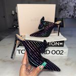 Alexandre Birman  Black Velvet Rainbow Crystal Bow Mule Heels Womens 39 New NWT Photo 9
