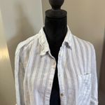 Jane and Delancey ‎ Button Front Cotton Gauze Vertical Stripe Blouse Long Sleeve Photo 1