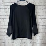 EXPRESS  Black 3/4 Sleeve Blouse with Satin Detail Size Medium Photo 3