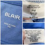 Blair  Blue 3/4 Sleeve Pullover Top Button Pocket Detail Petite Medium Photo 2