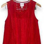 Knox Rose Women Rebel Red Eyelet lace Ribbed Tank Top Photo 0
