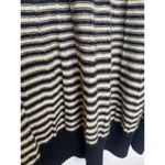 Free People  Black Beige Scoop Neck Striped Sweater Sz M Wool Pullover Photo 3