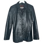 wilson's leather Wilsons Black Genuine Leather Blazer Button Jacket Sport Coat Vintage Y2K Medium Photo 0