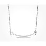 Boutique NEW White Gold Filled K18 Curve‎ Bar Necklace, Minimalist Chain Pendant, 16-18" Photo 4