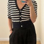 NWT Industry Navy & White Striped Knit Cropped 3/4 Sleeve V Photo 7