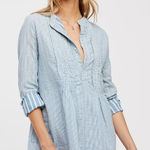 CP Shades Free People x Yoko Blue Striped Long Sleeve Tunic Shirt Dress Small Photo 0