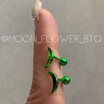 Neon Green Crescent Moon Barbell Earrings – 18G Stainless Steel Piercing Jewelry Photo 3