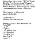 Shorts Size Large L W27"xL4" Adidas Climalite Team Performance Volleyball Shorts Photo 1