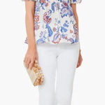 Tuckernuck Cream Heirloom Floral Short Sleeve Rowen Blouse Size L Photo 0