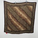 Oscar de la Renta  Vintage Brown Leopard Animal Print Silk Square Scarf Designer Photo 7