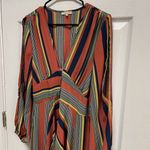 Charlotte Russe  Orange Blue Striped Dress Peek A Boo Sleeve Vacation Wear Size M Photo 1