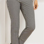 Talbots Bold Houndstooth Chatham Stretch Ankle Pant Black White Size 10 Photo 0