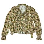 Manoush Dainty Ethereal Romantic Ruffle Button Down Shirt Rose Garden Bow 6 Tan Size 38 Photo 10