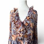 Rachel Zoe  Multicolor Paisley Ruffle Blouse 70’s Size medium NWOT Photo 1