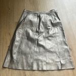 Per Se  Real Leather Gold Metallic Skirt Size 0 Photo 0